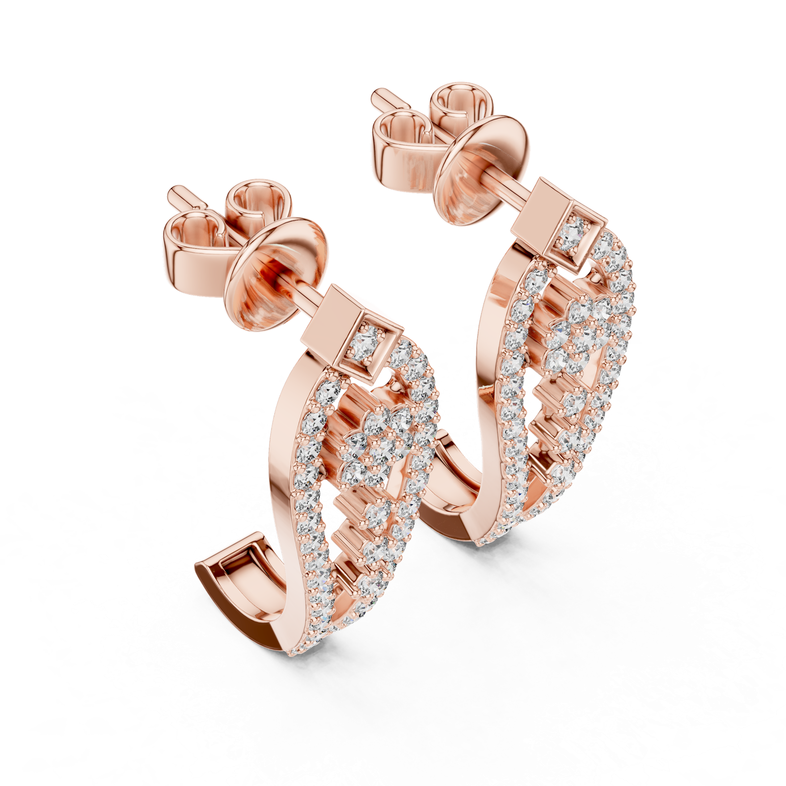 Gold Earrings L03-28, Rose Gold, view 2