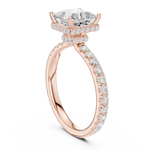 Gold Ring DDLR-165, Princess center stone, Rose Gold, view 1