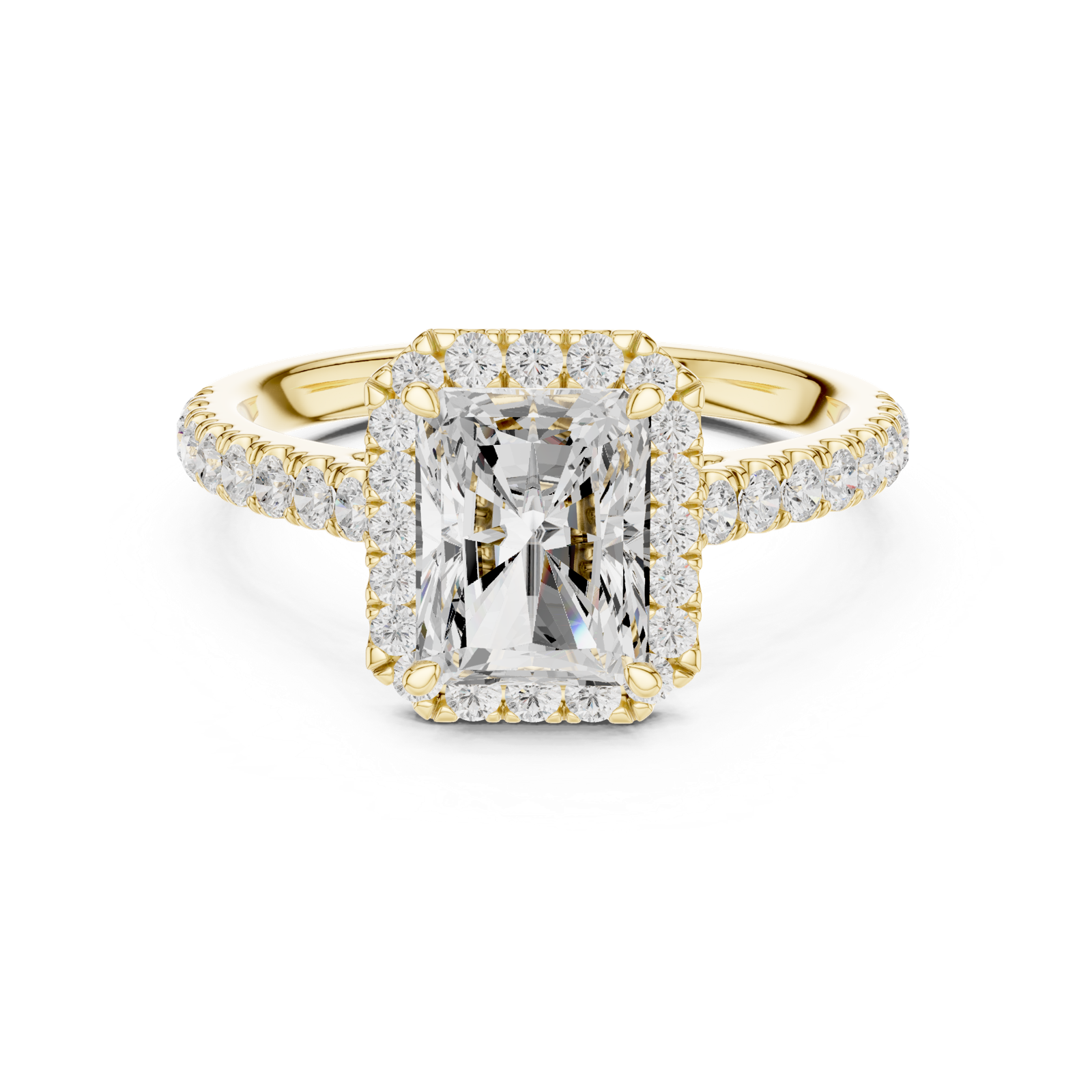 Gold Ring DDLR-118, Radiant center stone, Yellow Gold, view 4