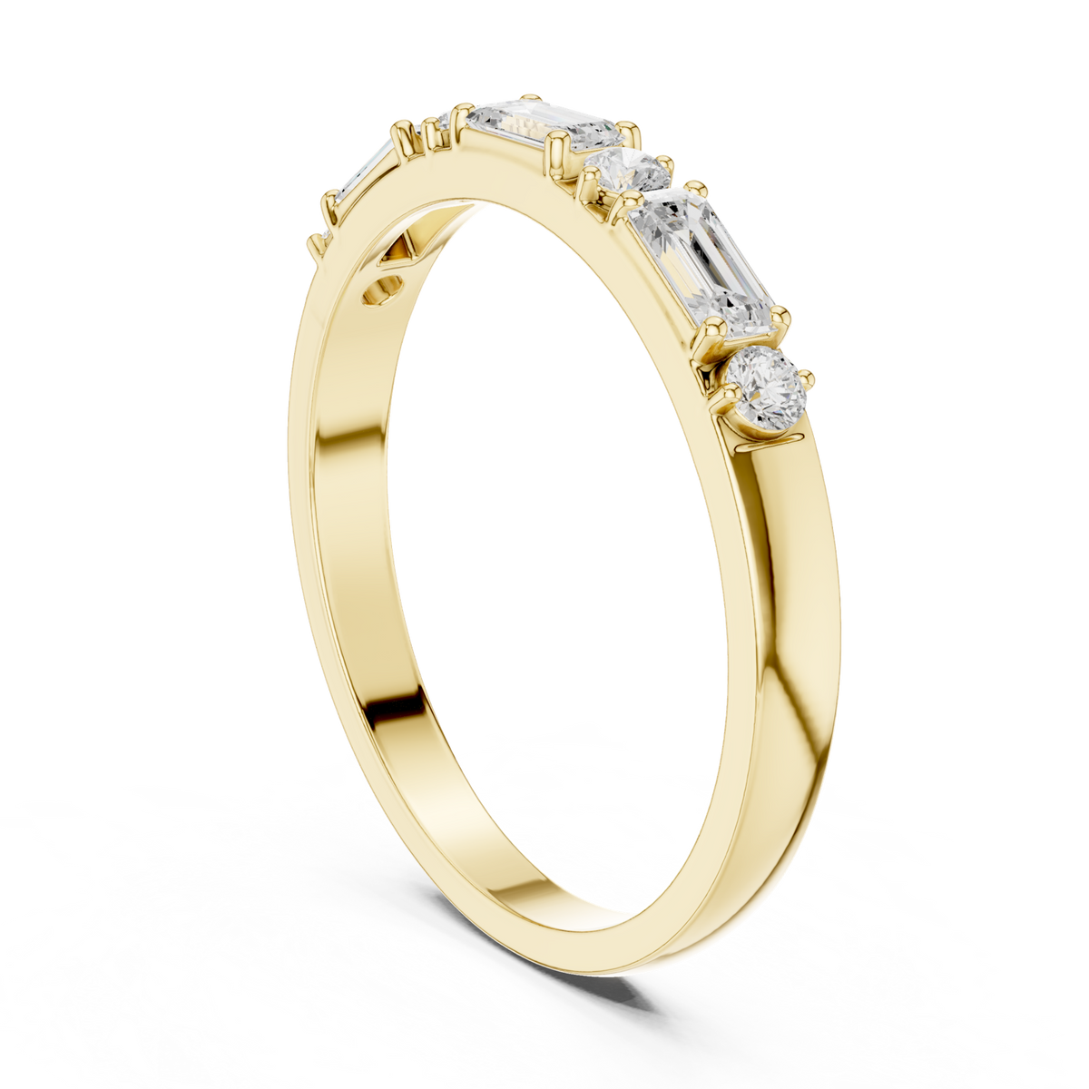 14K Solid Gold Lab Diamond Band Ring, Yellow Gold, view 1