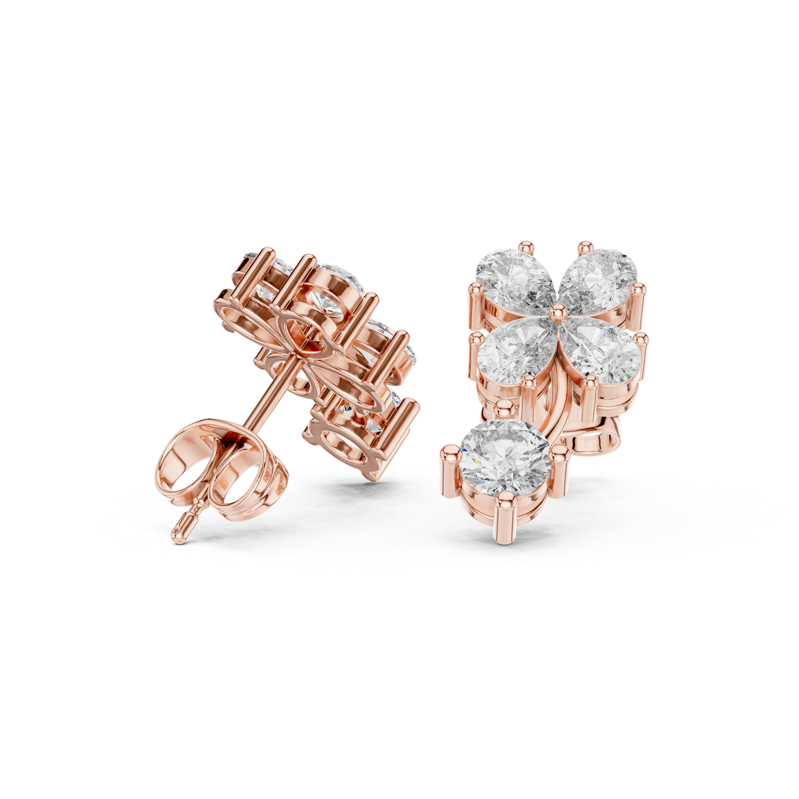 Gold Earrings AGDER-282, Rose Gold, view 1