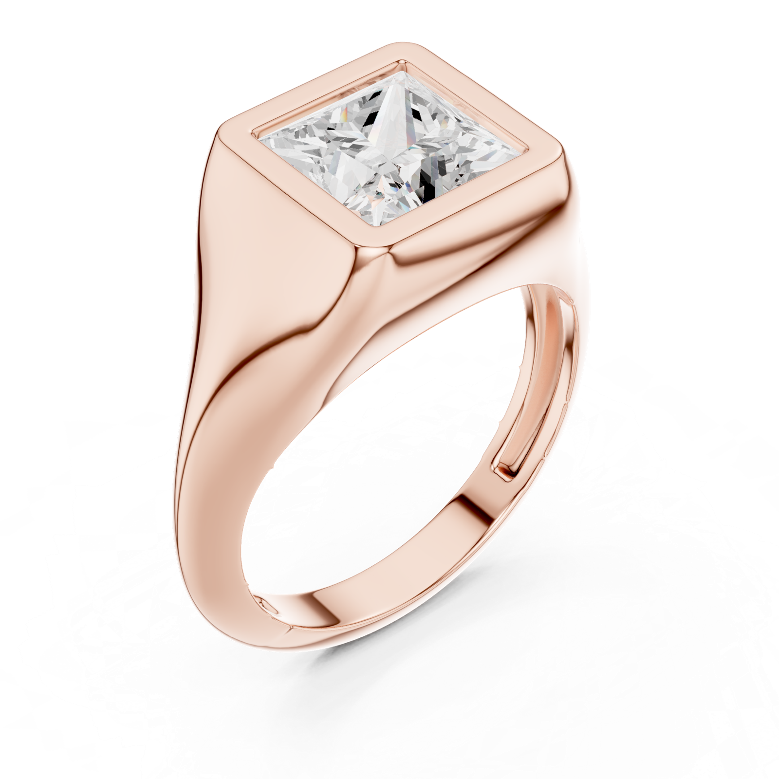 Gold Jewelry L36-4, Princess center stone, Rose Gold, view 2