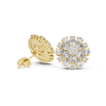 14K Solid Gold Lab Diamond Halo Earrings, Yellow Gold, view 1