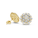 14K Solid Gold Lab Diamond Halo Earrings, Yellow Gold, view 1