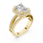 Gold Ring DDLR-350, Emerald center stone, Yellow Gold, view 2
