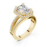 Gold Ring DDLR-350, Emerald center stone, Yellow Gold, view 2