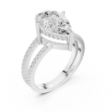 Gold Jewelry L36-13, Pear center stone, White Gold, view 2