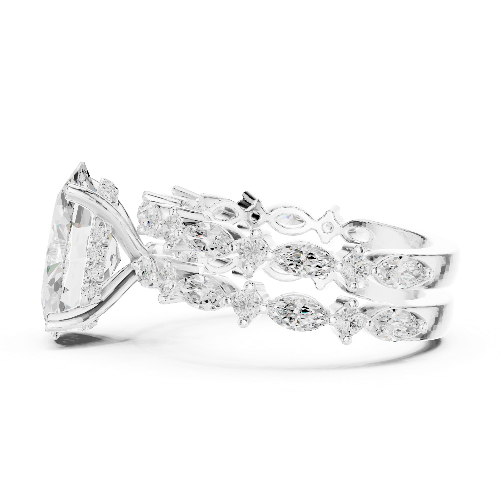 Gold Ring DDLR-301, White Gold, view 3