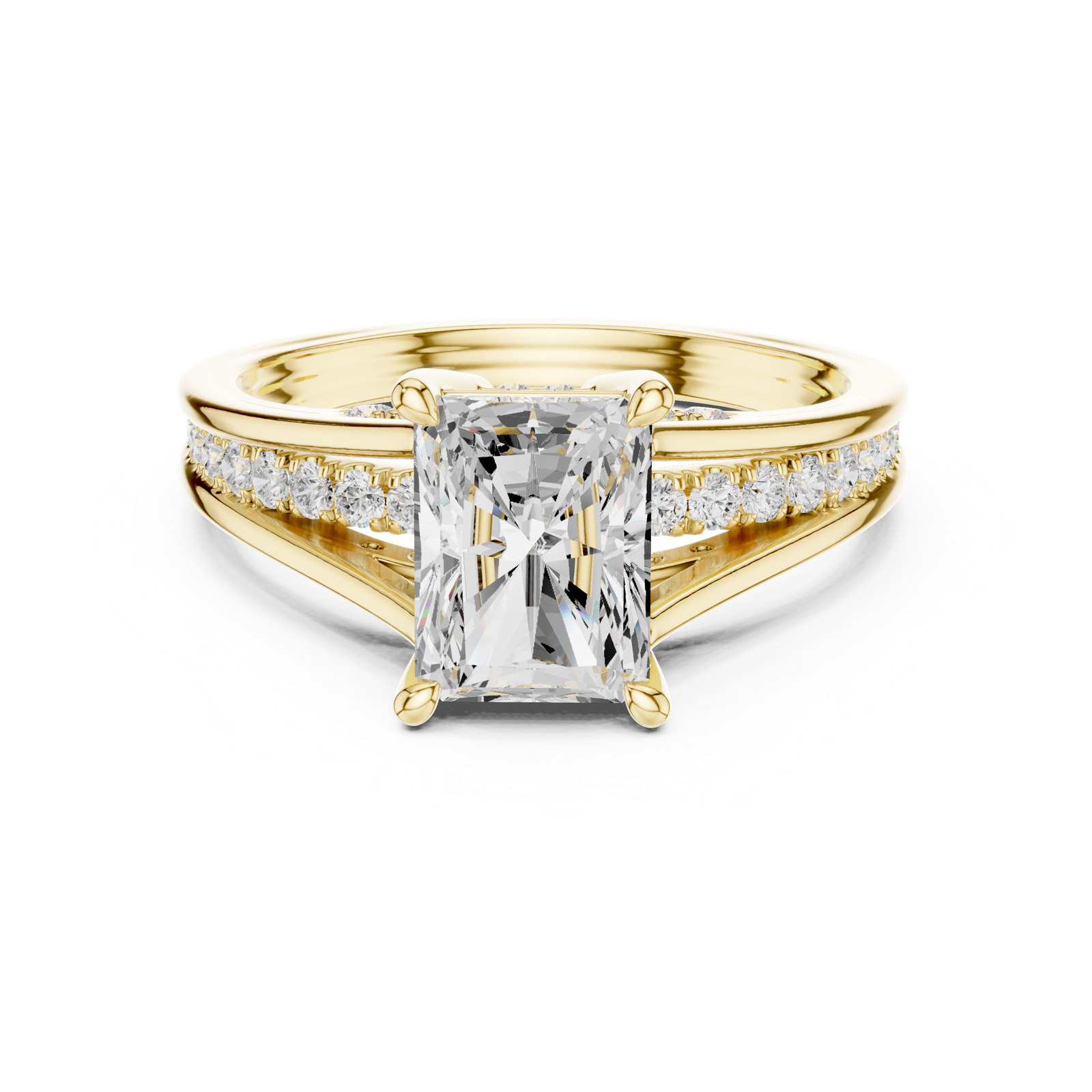 Gold Ring DDLR-253, Radiant center stone, Yellow Gold, view 4