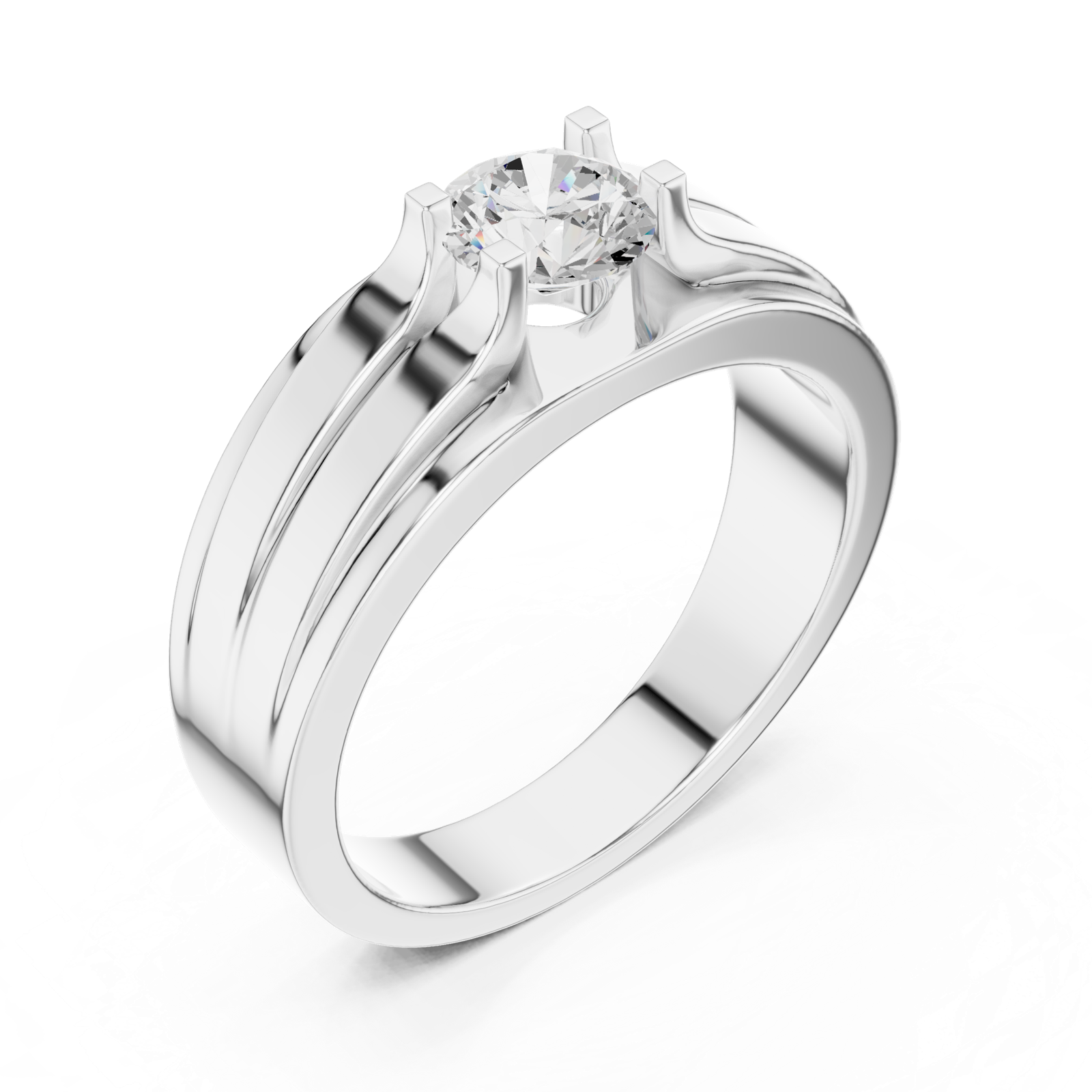 Gold Men's Ring GGR-0031, White Gold, view 2