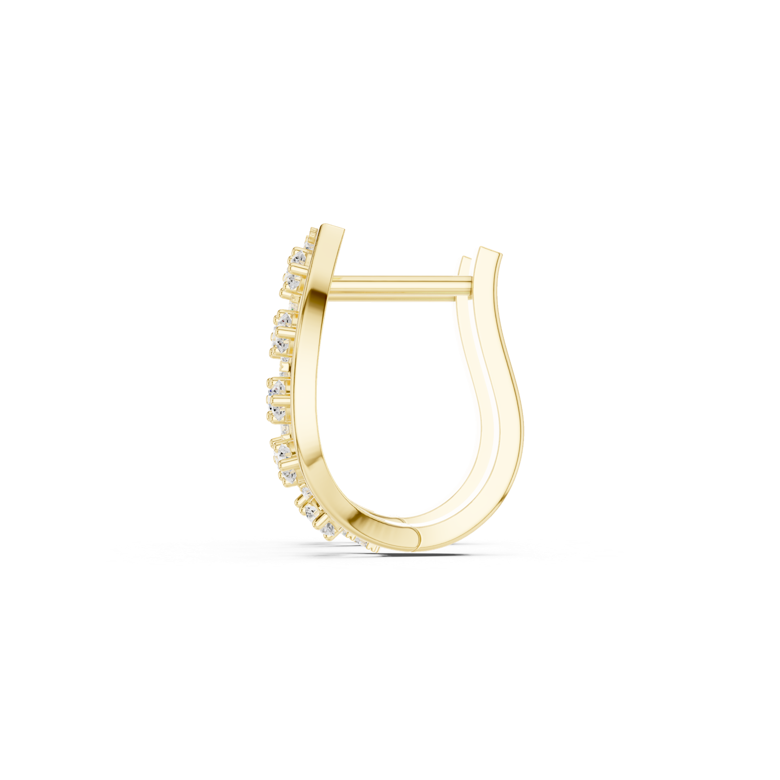 14K Solid Gold Lab Diamond Hoop Earrings, Yellow Gold, view 3
