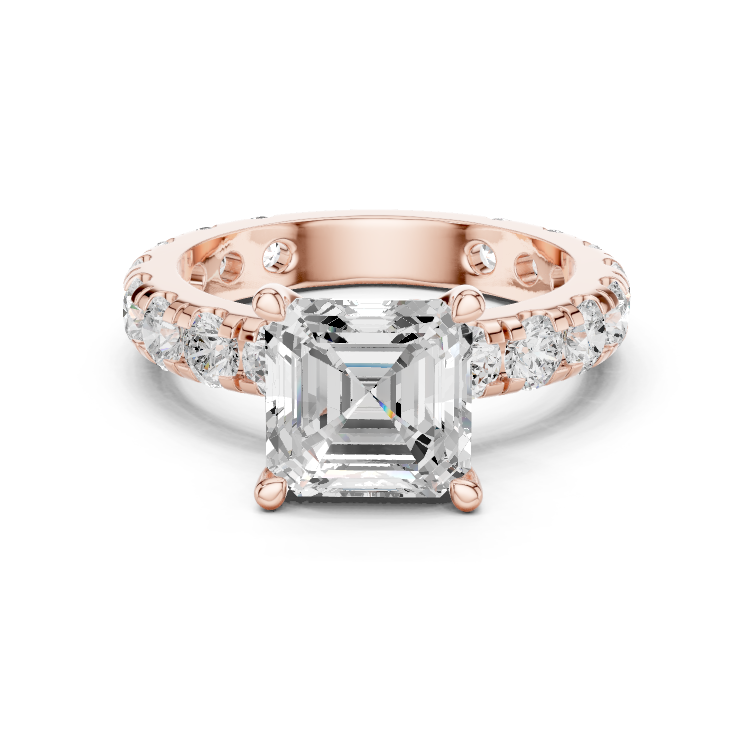 Gold Jewelry, Asscher center stone, Rose Gold