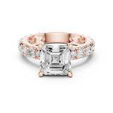 Gold Jewelry, Asscher center stone, Rose Gold