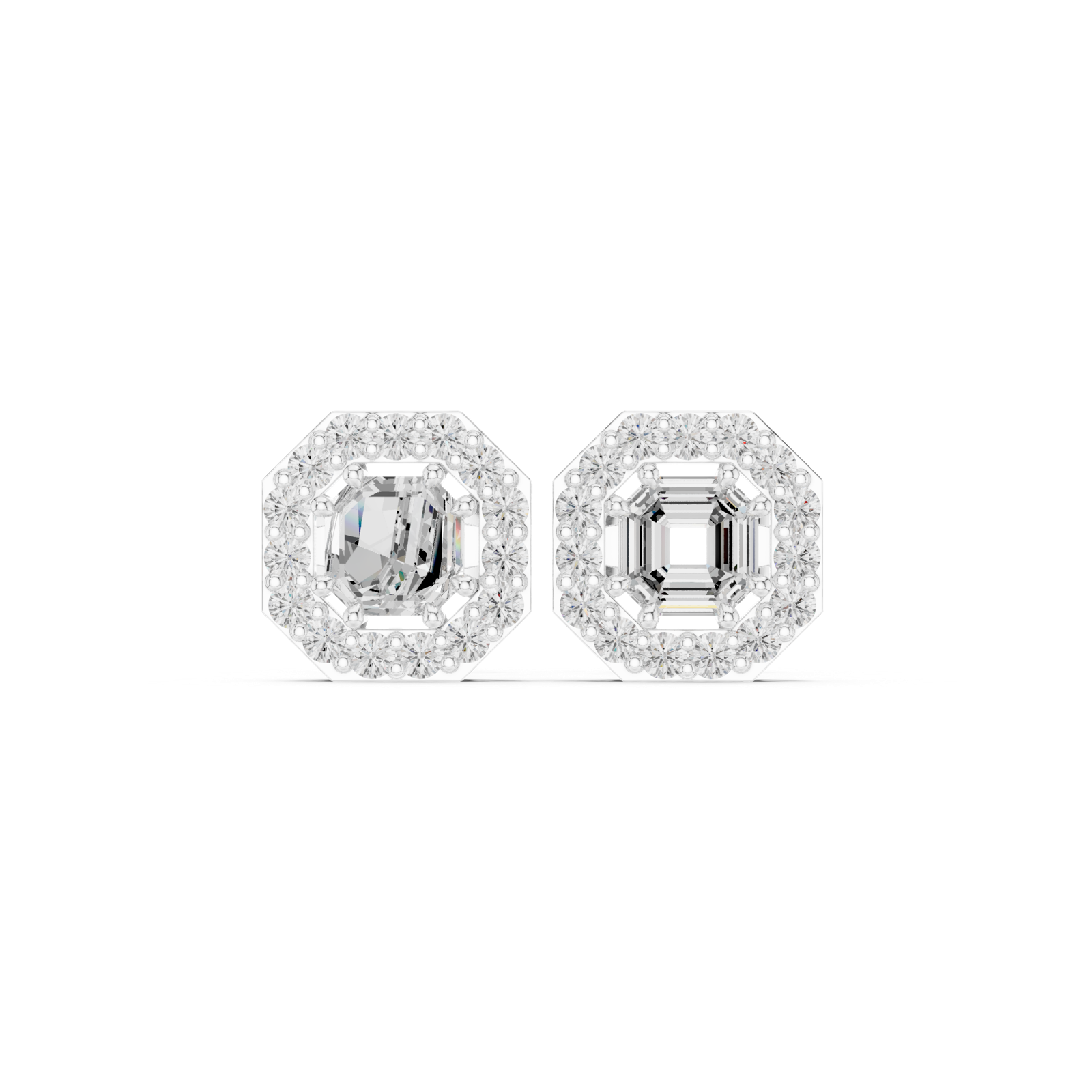Gold Earrings ALJER-493, White Gold, view 4