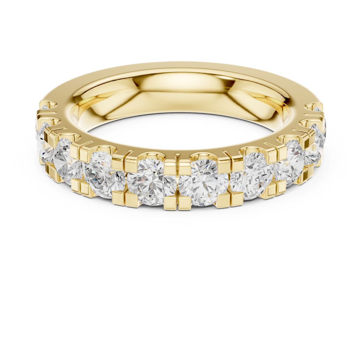 14K Solid Gold Lab Diamond Eternity Ring, Yellow Gold
