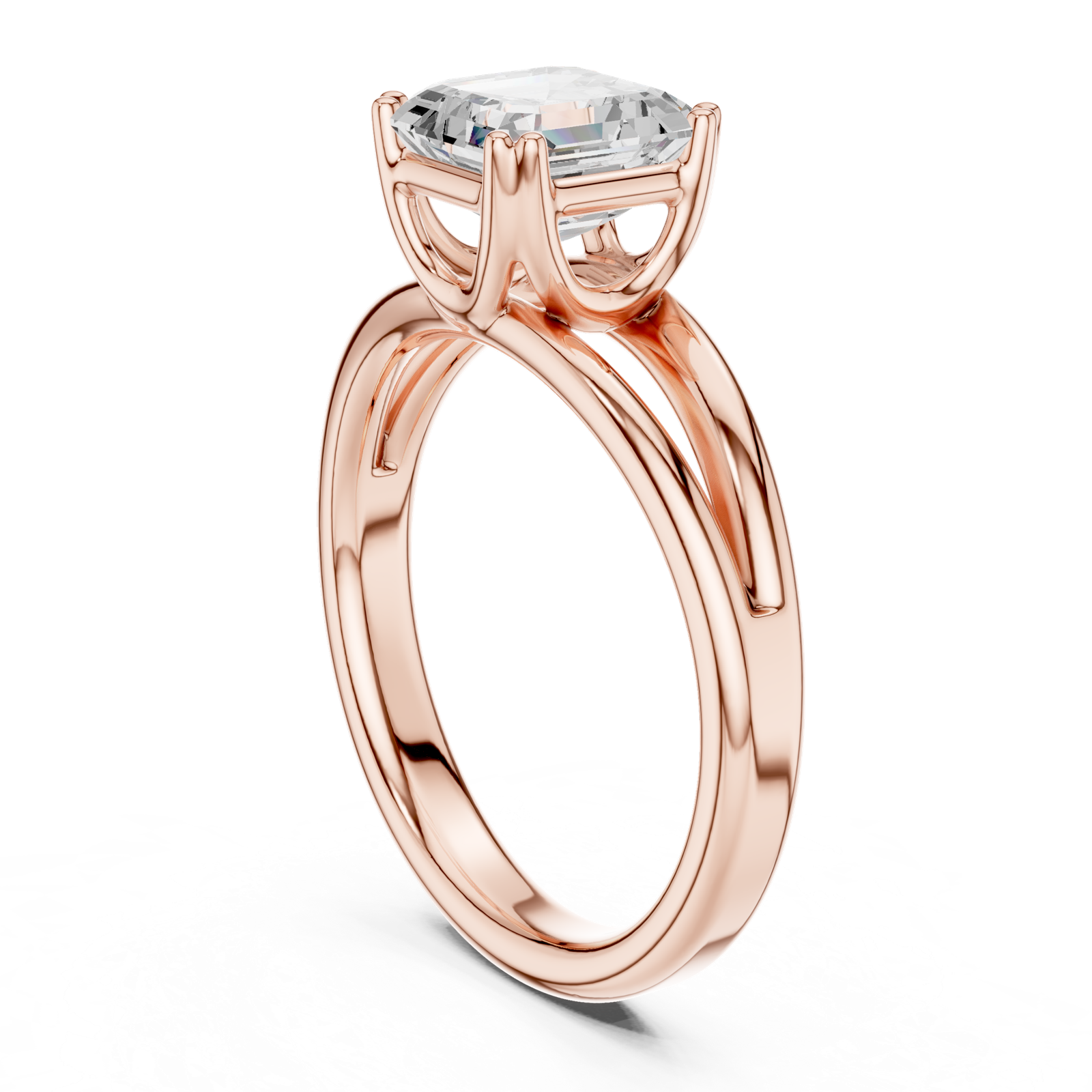 Gold Jewelry L36-7, Asscher center stone, Rose Gold, view 1
