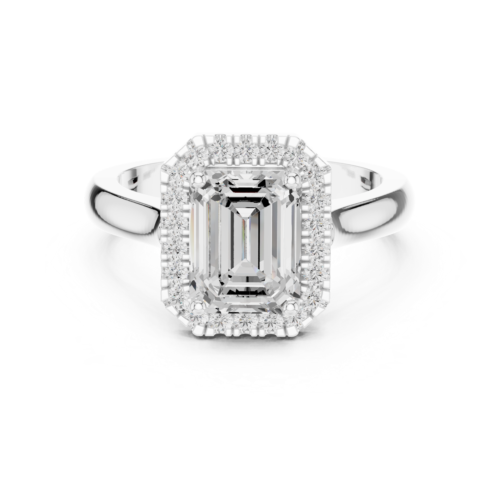 Gold Ring DDLR-338, Emerald center stone, White Gold, view 4