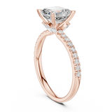 Gold Ring, Asscher center stone, Rose Gold, view 1