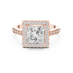 Gold Ring DDLR-349, Princess center stone, Rose Gold, view 4
