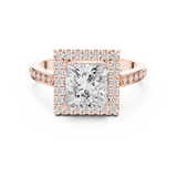 Gold Ring DDLR-349, Princess center stone, Rose Gold, view 4