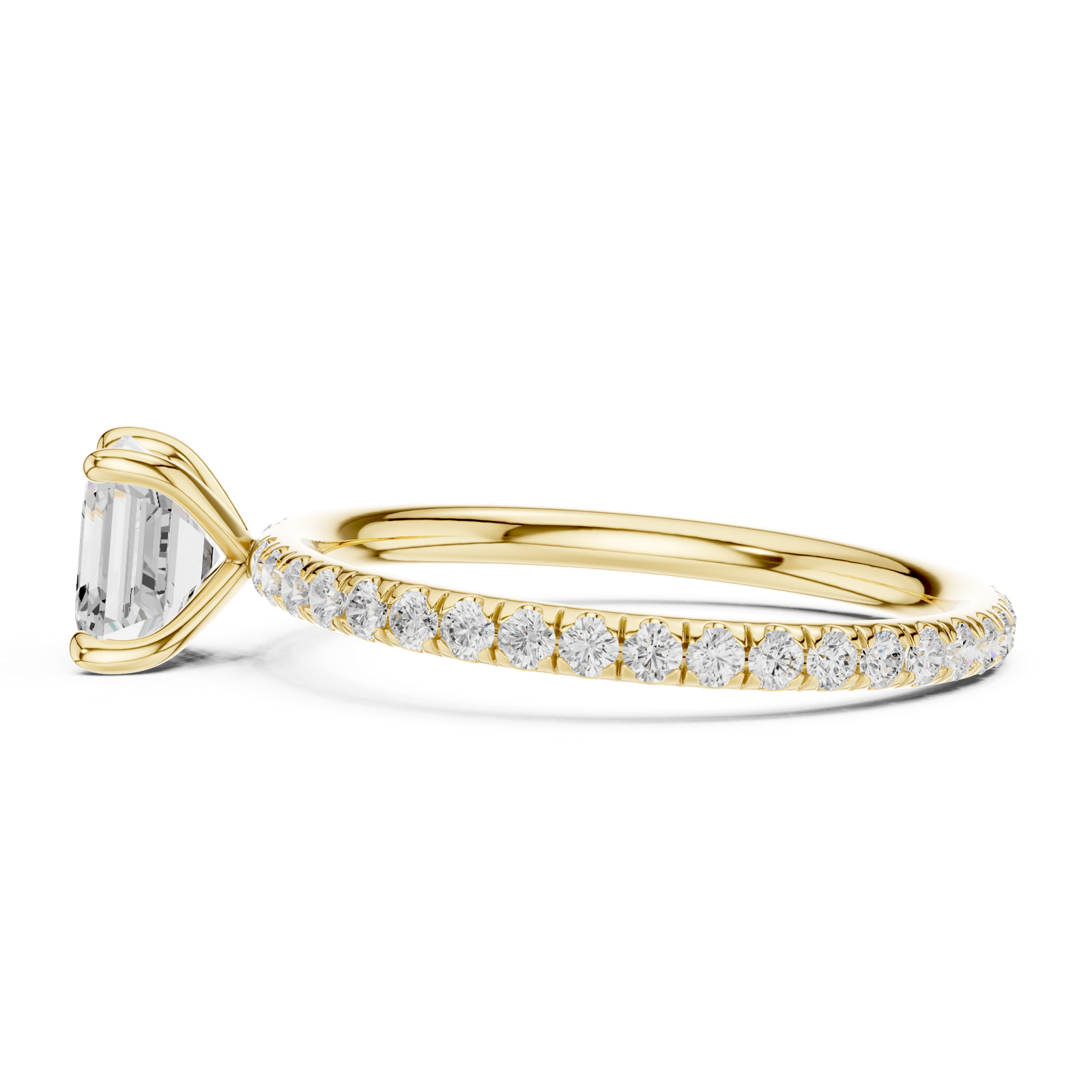 Gold Jewelry, Asscher center stone, Yellow Gold, view 3