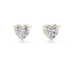 14K Solid Gold Lab Diamond Heart Stud Earrings, Yellow Gold