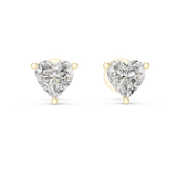 14K Solid Gold Lab Diamond Heart Stud Earrings, Yellow Gold