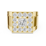 14K Solid Gold Lab Diamond Halo Ring, Yellow Gold, view 4