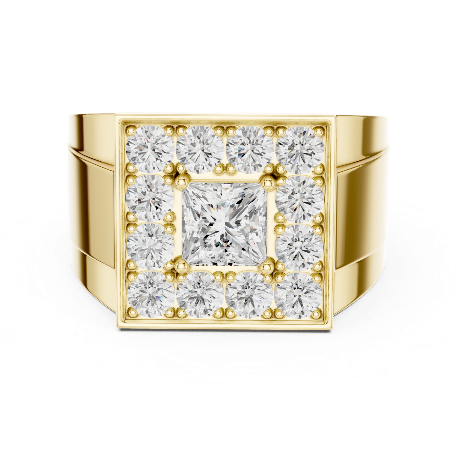 14K Solid Gold Lab Diamond Halo Ring, Yellow Gold, view 4