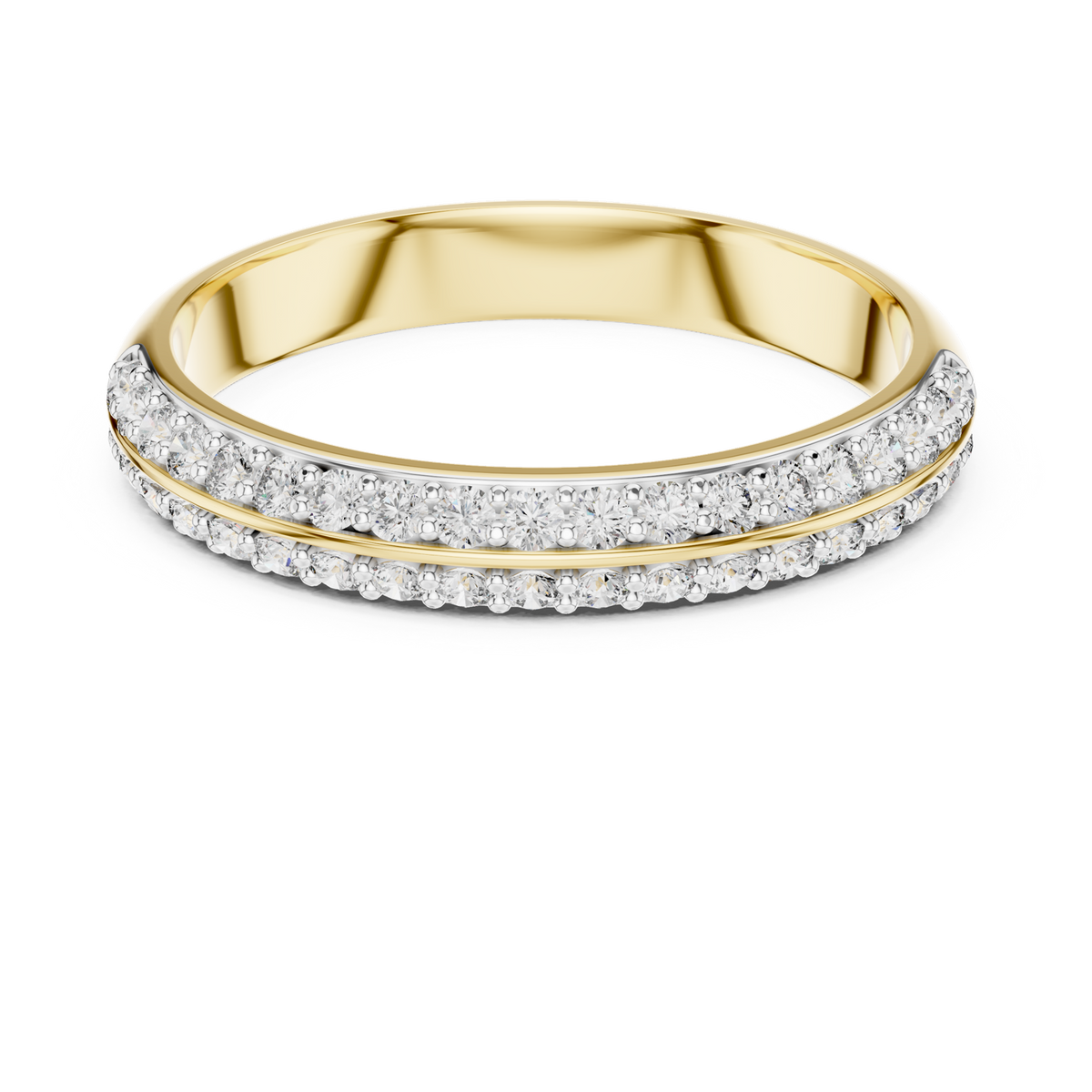 14K Solid Gold Lab Diamond Eternity Ring, Yellow Gold