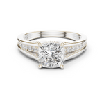 Gold Ring, Cushion center stone, White Gold