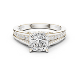 Gold Ring, Cushion center stone, White Gold
