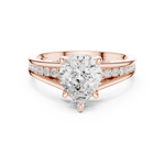 Gold Ring DDLR-253, Pear center stone, Rose Gold, view 4