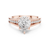 Gold Ring DDLR-253, Pear center stone, Rose Gold, view 4