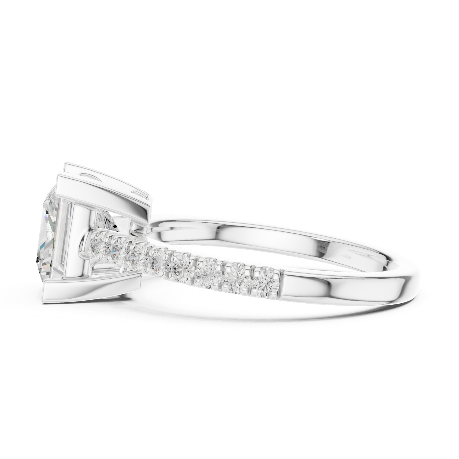 Gold Ring DDLR-039, Princess center stone, White Gold, view 3