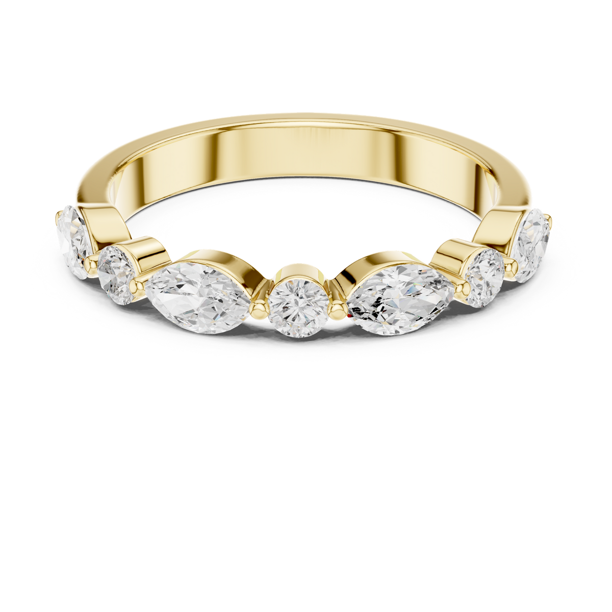 14K Solid Gold Lab Diamond Eternity Ring, Yellow Gold