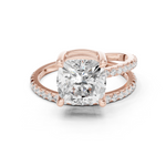 Gold Jewelry, Cushion center stone, Rose Gold