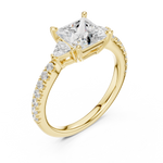 Gold Ring DDLR-037, Princess center stone, Yellow Gold, view 2