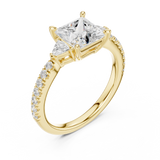 Gold Ring DDLR-037, Princess center stone, Yellow Gold, view 2