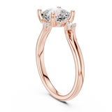 Gold Ring DDLR-164, Cushion center stone, Rose Gold, view 1