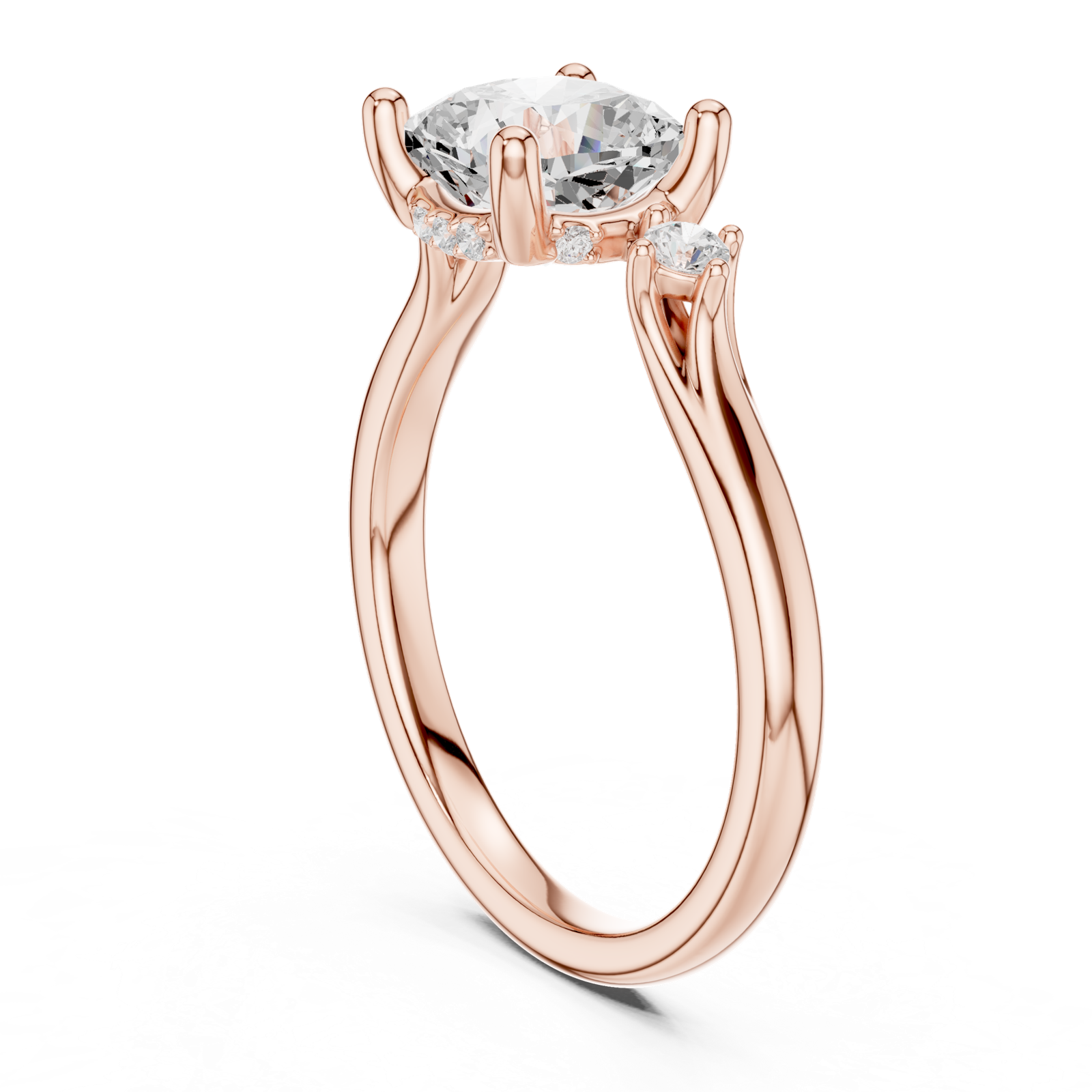 Gold Ring DDLR-164, Cushion center stone, Rose Gold, view 1