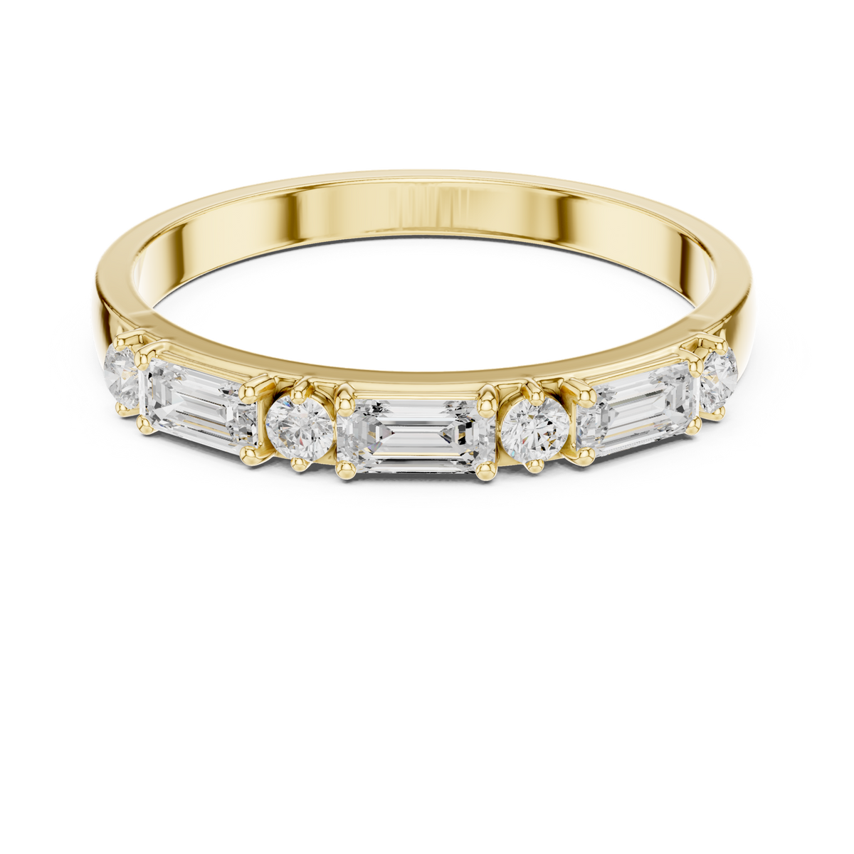 14K Solid Gold Lab Diamond Band Ring, Yellow Gold