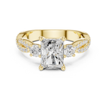 Gold Ring DDLR-281, Radiant center stone, Yellow Gold, view 4