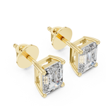 14K Solid Gold Lab Diamond Stud Earrings, Yellow Gold, view 2