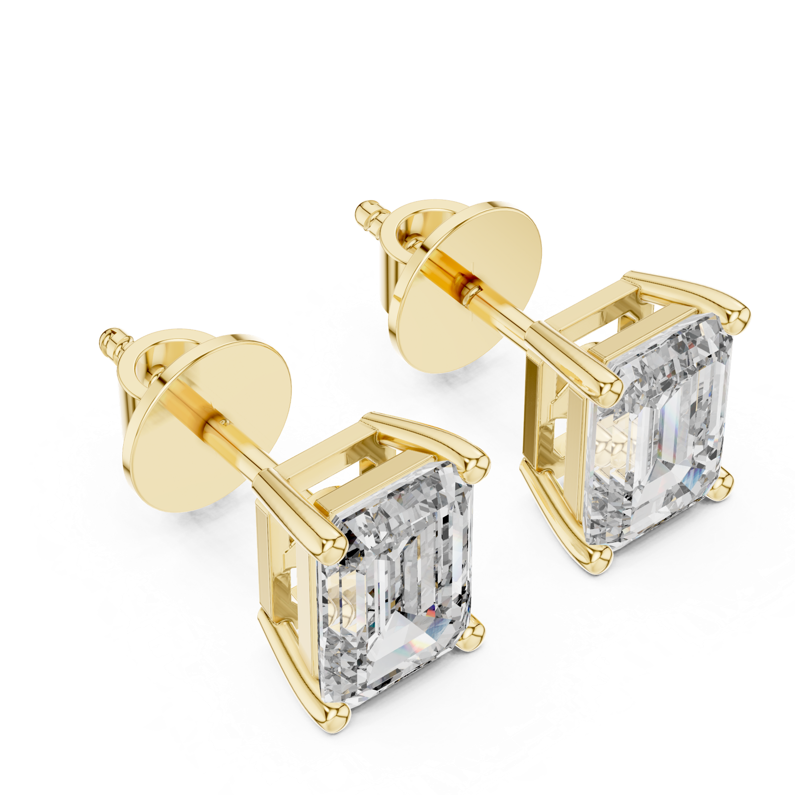 14K Solid Gold Lab Diamond Stud Earrings, Yellow Gold, view 2