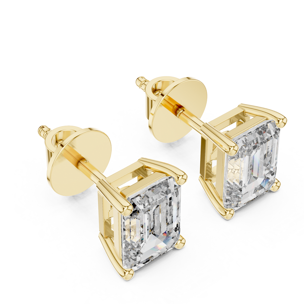 14K Solid Gold Lab Diamond Stud Earrings, Yellow Gold, view 2