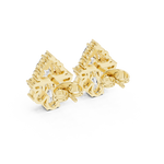 14K Solid Gold Lab Diamond Cluster Earrings, Yellow Gold, view 3