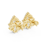 14K Solid Gold Lab Diamond Cluster Earrings, Yellow Gold, view 3