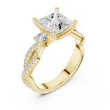 Gold Ring DDLR-281, Princess center stone, Yellow Gold, view 2