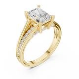 Gold Ring DDLR-253, Radiant center stone, Yellow Gold, view 2